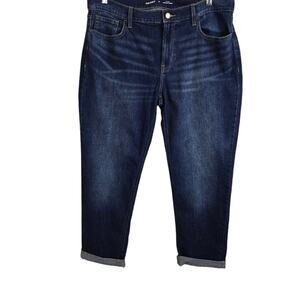 Old Navy Mid Rise Wow Boyfriend Denim Blue Jeans Cuffed Causal Plus Size 14